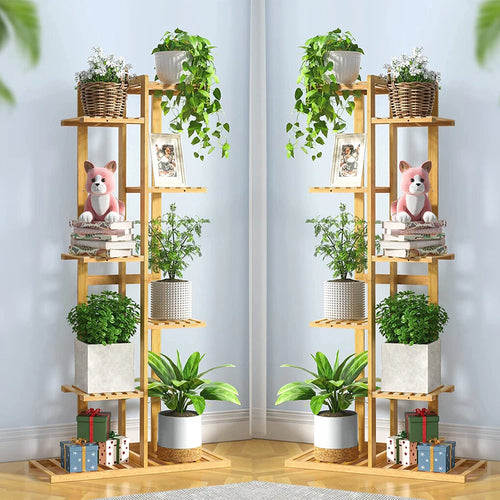 Bamboo Corner Tall Plant Stand