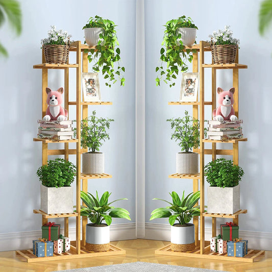 Bamboo Corner Tall Plant Stand