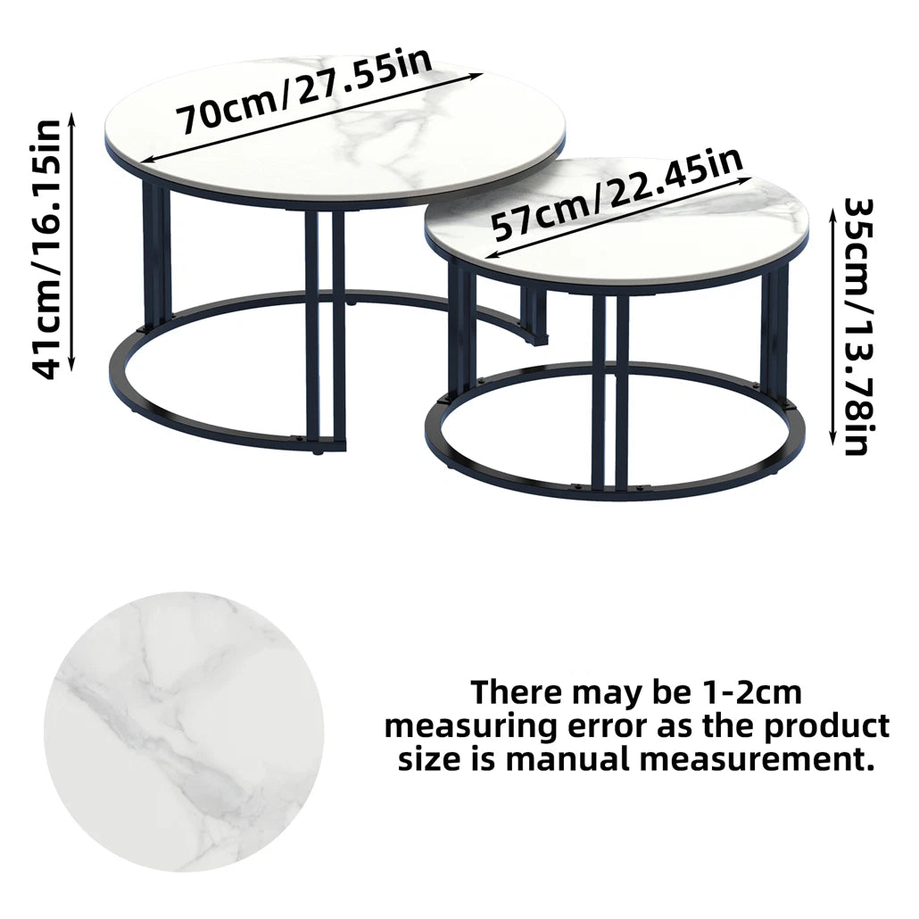 Set of 2 Nesting Sintered Stone Coffee Table (White)