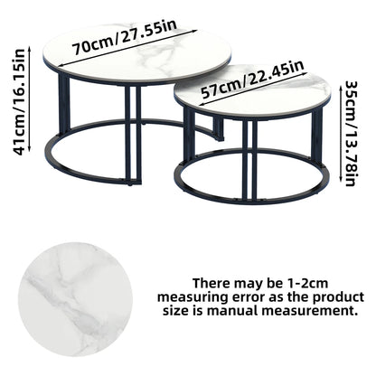 Set of 2 Nesting Sintered Stone Coffee Table (White)