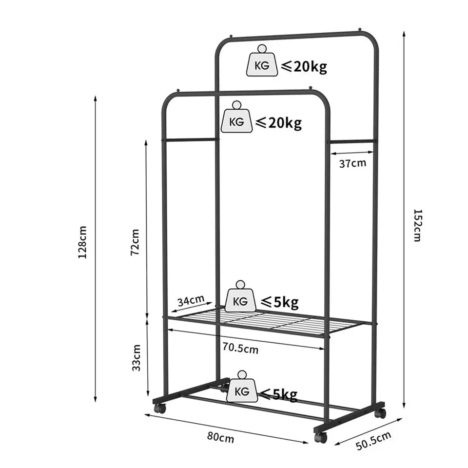Heavy Thicken Metal Double Clothes Rail