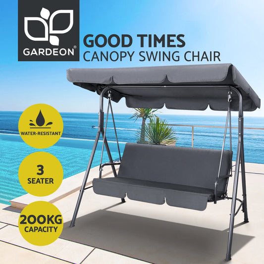 3 Seater Grey Outdoor Swing Chair