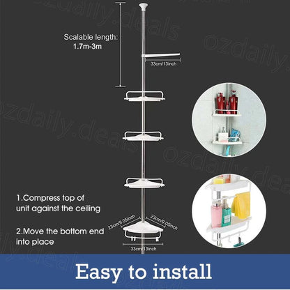 4 Tier Telescopic Shower Corner Shelf Caddy