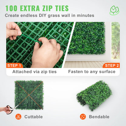 12x Artificial Plant Walls Panels 50*50cm Boxwood Hedge Grass Mat Fence