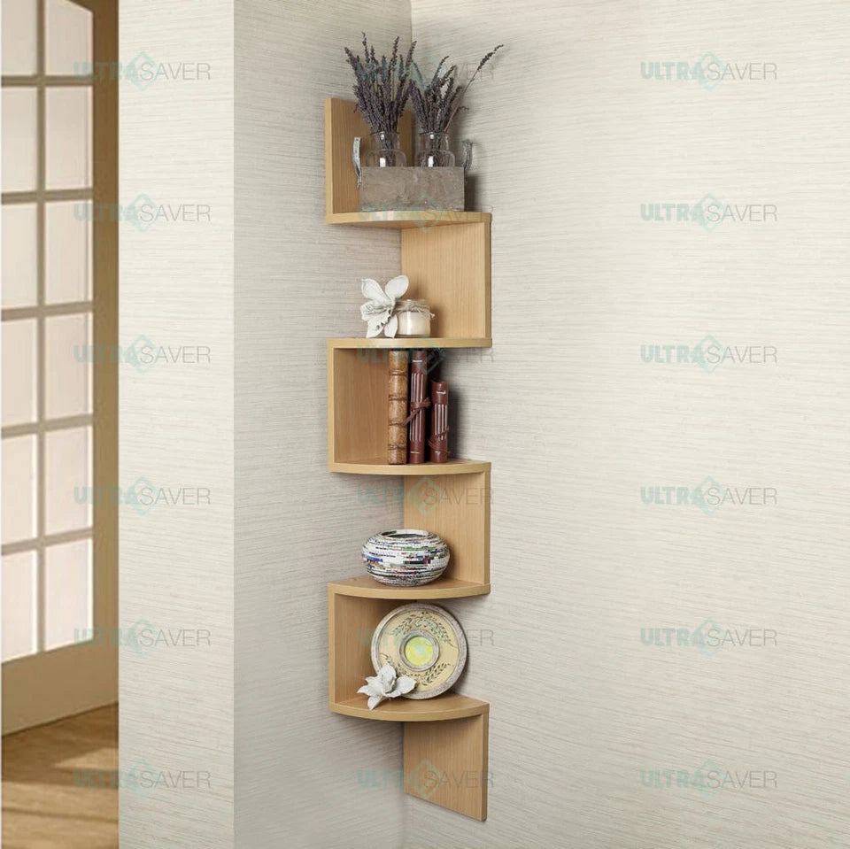 5 Tier Large Corner Shelf Wall Mount Storage Home Display Decor