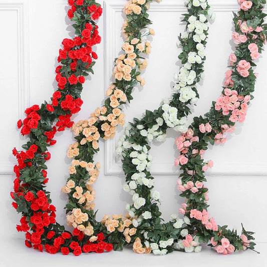 2.4m Artificial Silk Rose Flowers Fake Vine