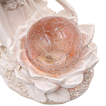 Solar Powered Garden Ornament Flower Fairy Statue Light Decoration Sculpture