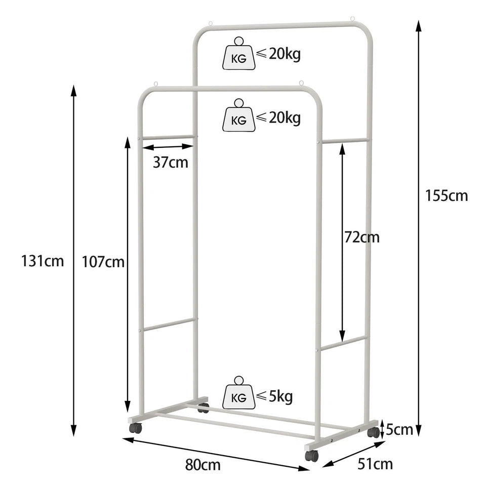 Metal Garment Display Rolling clothes Rail
