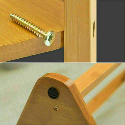 165cm Bamboo Clothes Tree Stand with Shelf Tripod Base