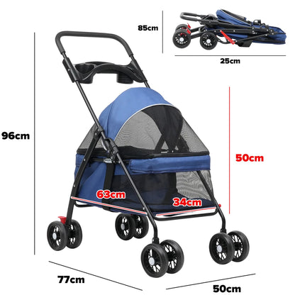 Foldable Pet Stroller Dog Cat Carrier