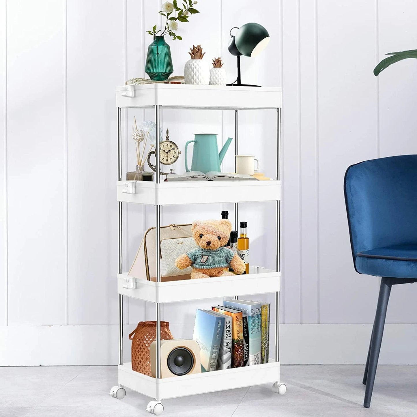 4 Tiers Bathroom Slim Storage Cart w/ Wheels