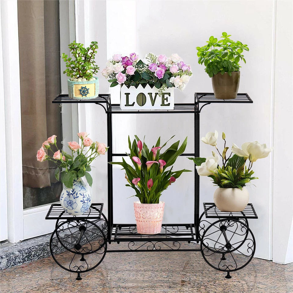 Extra Large Metal Flower Cart Pot Rack Plant Display Stand