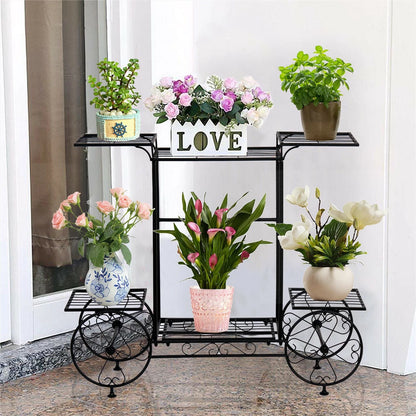 Extra Large Metal Flower Cart Pot Rack Plant Display Stand