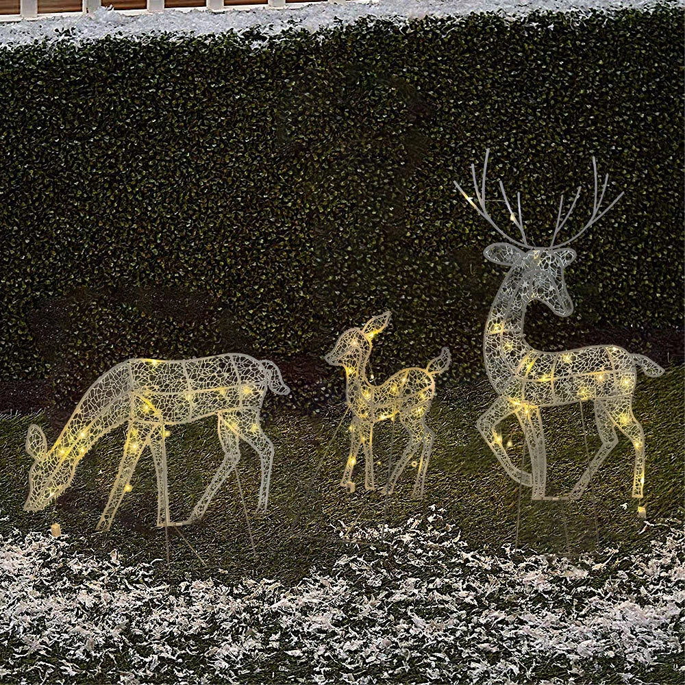 3PCS Christmas Iron Reindeer Elk Led Light Decoration