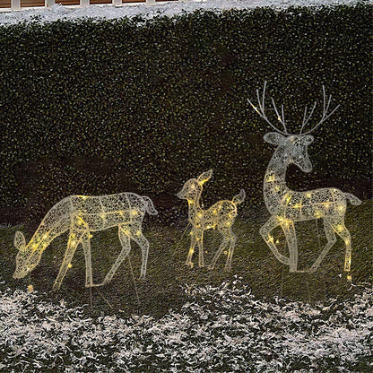 3PCS Christmas Iron Reindeer Elk Led Light Decoration