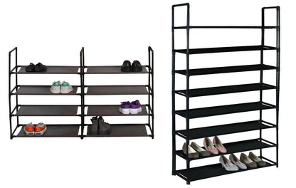 8 Tier or Double 4 Tier Shoe Rack Storage Organizer