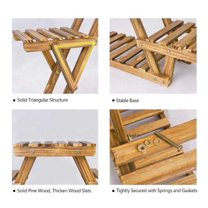 Heavy Duty Pine Wood Plant Stand Triangle
