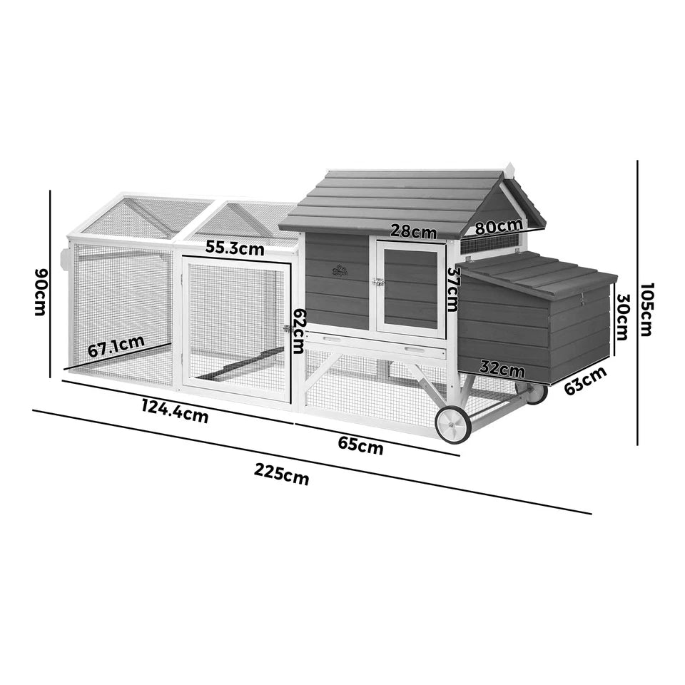 Extra Large Wooden House Run Hatch Box w/Wheels