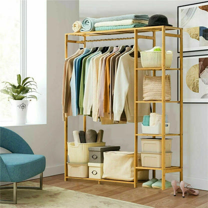 Open Wardrobe Bamboo Clothes Rail