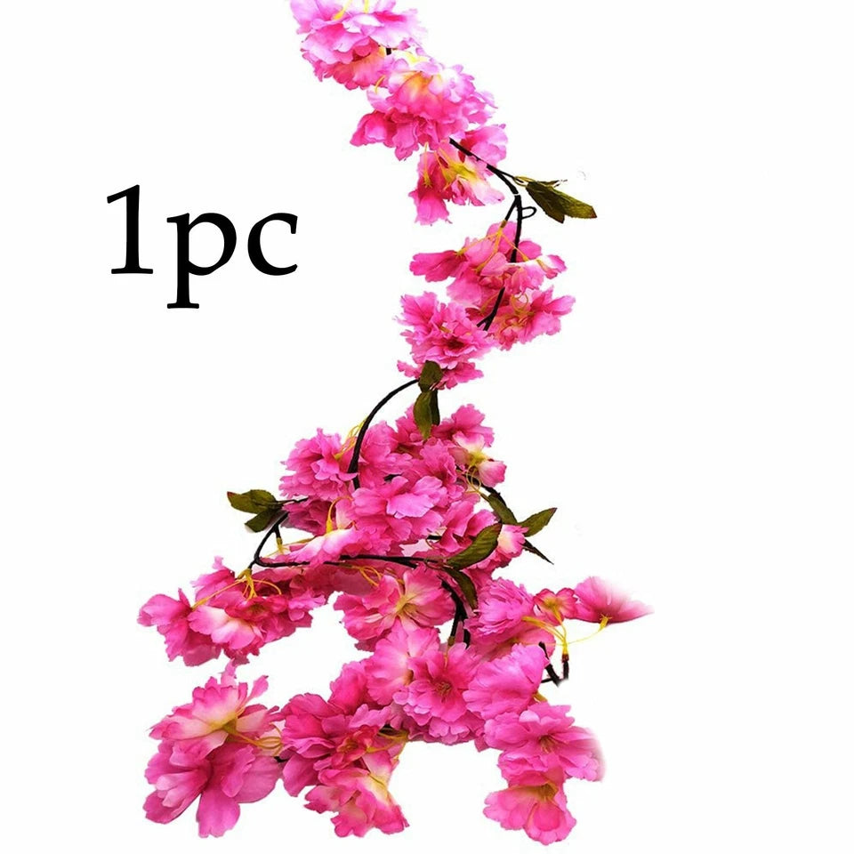 2.1M Artificial Silk Sakura Flowers Fake Vine Ivy