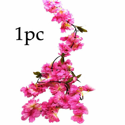 2.1M Artificial Silk Sakura Flowers Fake Vine Ivy