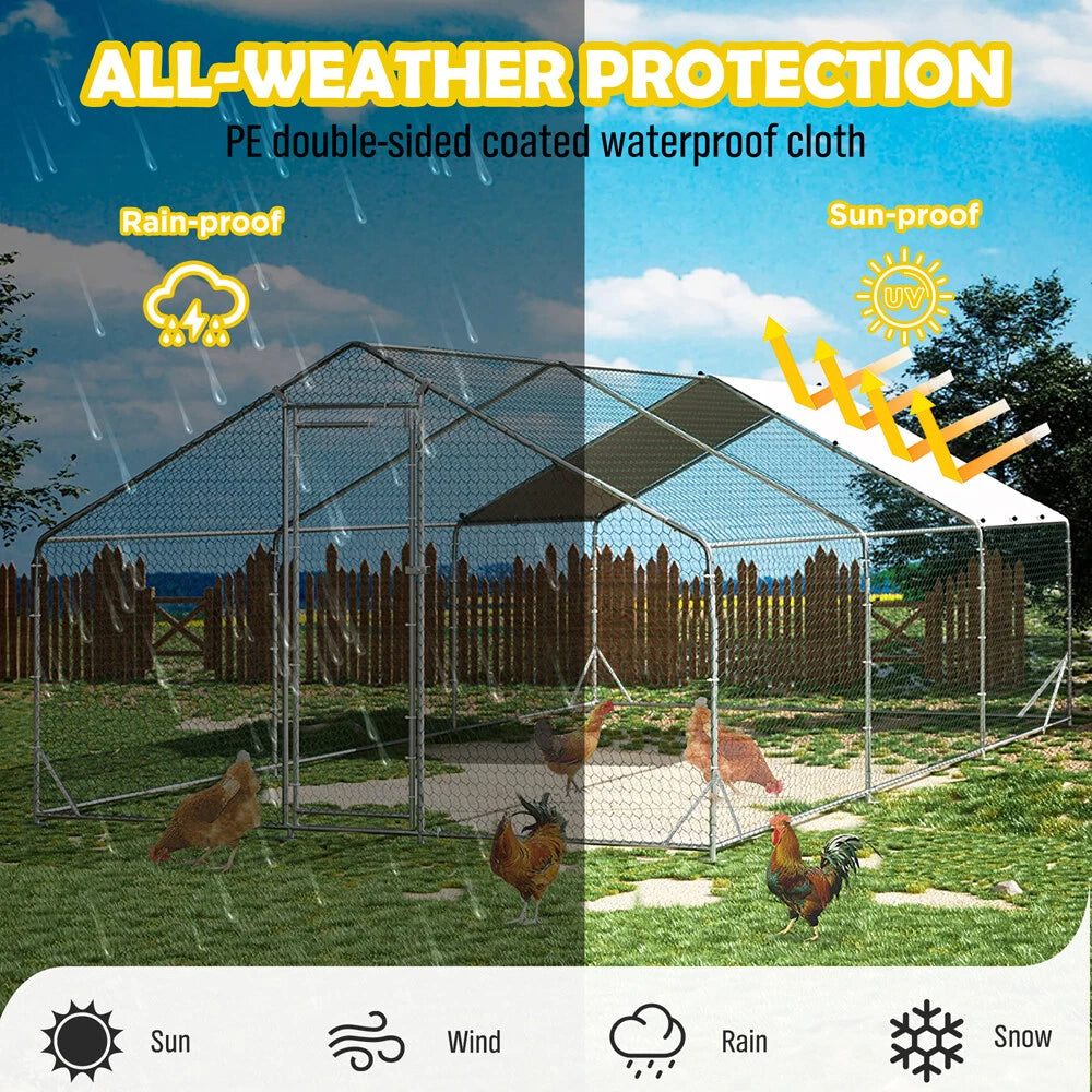 3x6x1.95m Metal Walk-in Chicken Coop