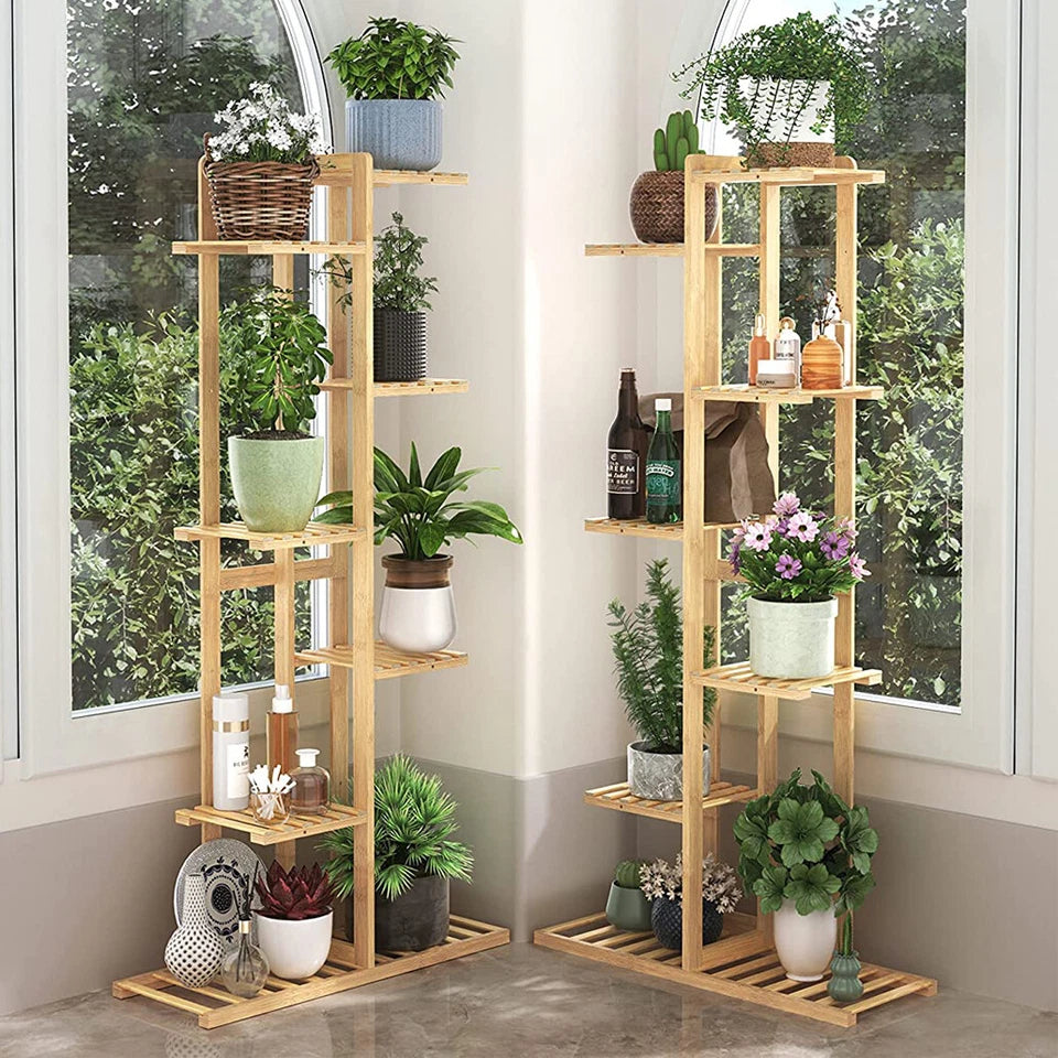 Bamboo Corner Tall Plant Stand