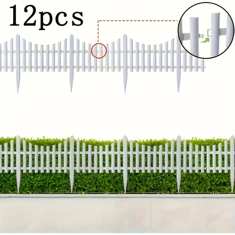 12pcs White Plastic Garden Fence