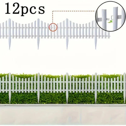 12pcs White Plastic Garden Fence