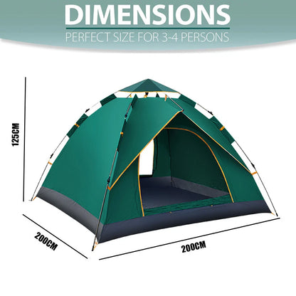Instant Camping Tent 4 Person Auto Pop up Family Hiking Dome Waterproof Shelter