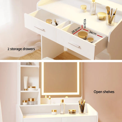 Dressing Table LED Makeup Mirror Stool Set