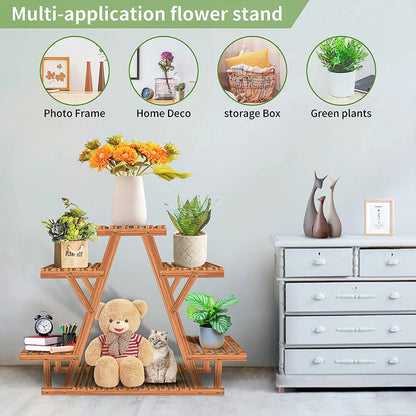 Heavy Duty Pine Wood Plant Stand Triangle