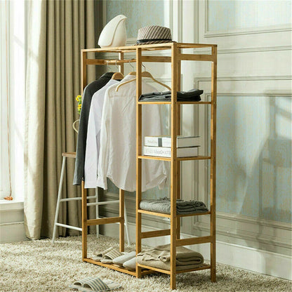 Open Wardrobe Bamboo Clothes Rail