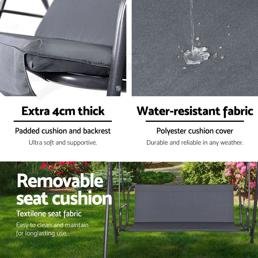 3 Seater Grey Outdoor Swing Chair