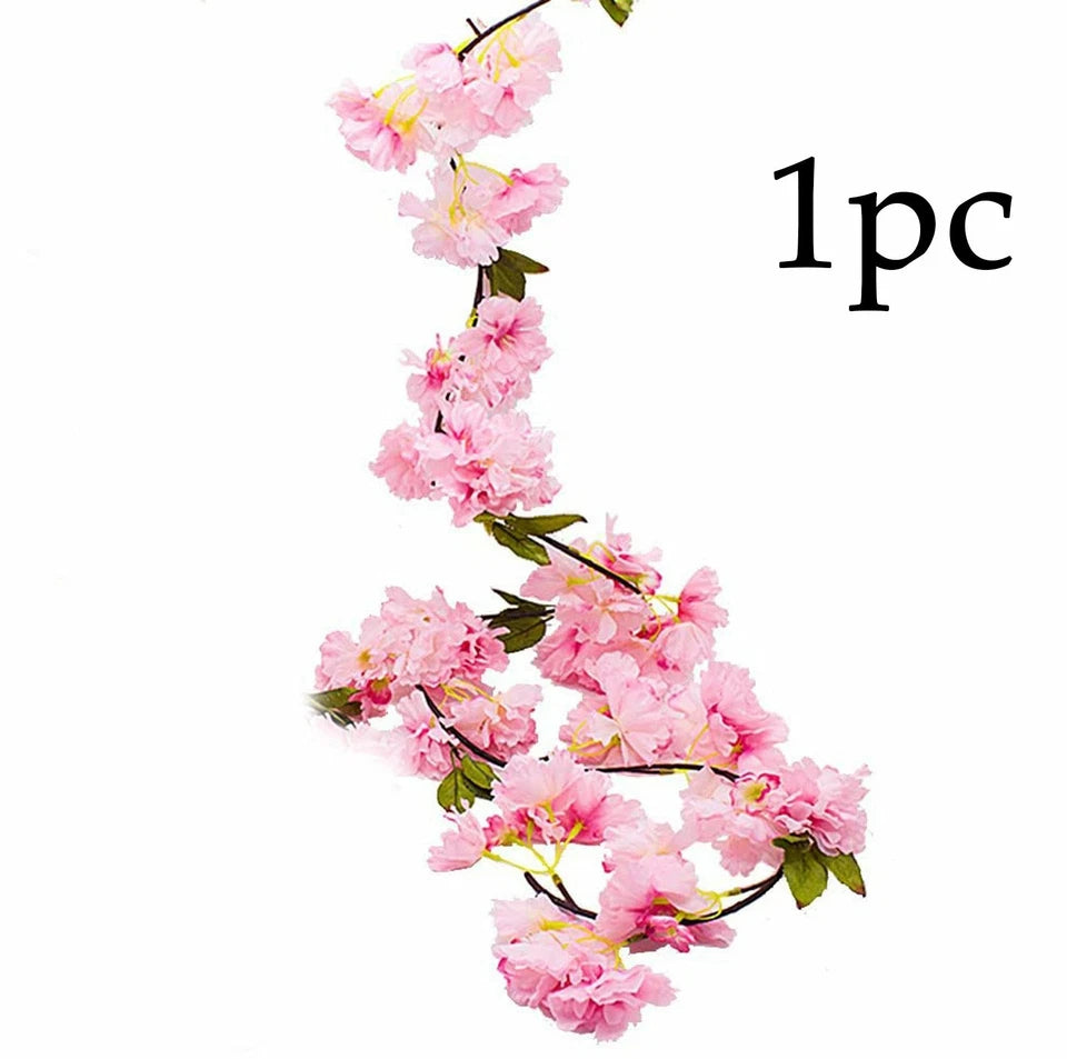 2.1M Artificial Silk Sakura Flowers Fake Vine Ivy