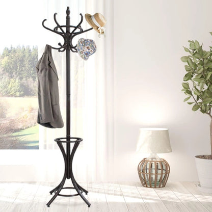 Wooden Coat Rack with Hat & Umbrella Stand