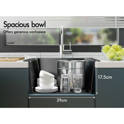 Kitchen Sink Stain- less Steel Drop in Flush Under Mount 340X310MM Black
