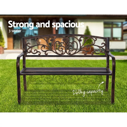 Garden Steel Bench Seat Backyard Chair Bronze