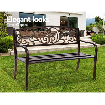 Garden Steel Bench Seat Backyard Chair Bronze