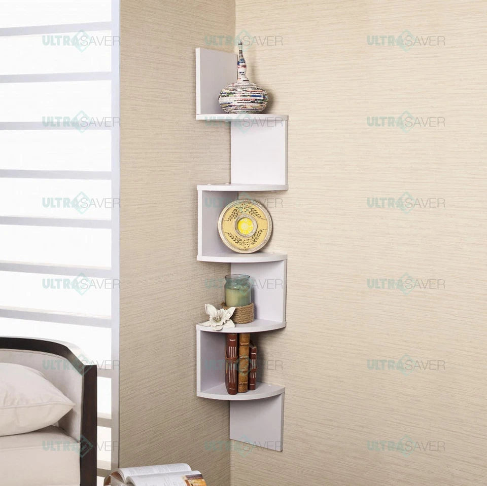 5 Tier Large Corner Shelf Wall Mount Storage Home Display Decor