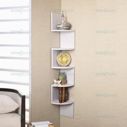 5 Tier Large Corner Shelf Wall Mount Storage Home Display Decor