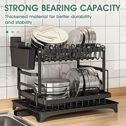 2 Tier Dish Drying Rack Plate Drainer