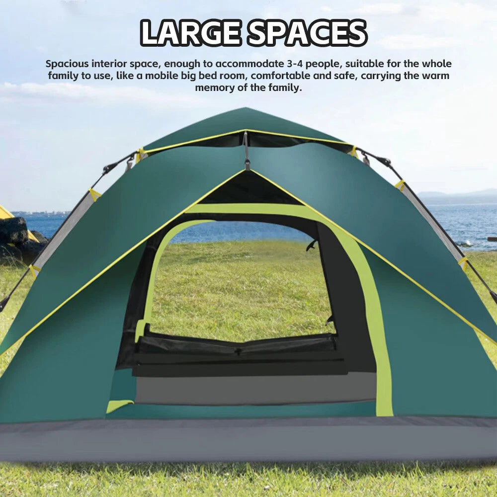 Instant Camping Tent 4 Person Auto Pop up Family Hiking Dome Waterproof Shelter