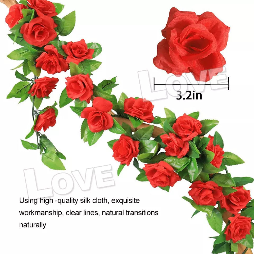 2.4m Artificial Silk Rose Flowers Fake Vine