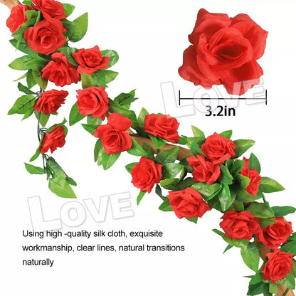 2.4m Artificial Silk Rose Flowers Fake Vine