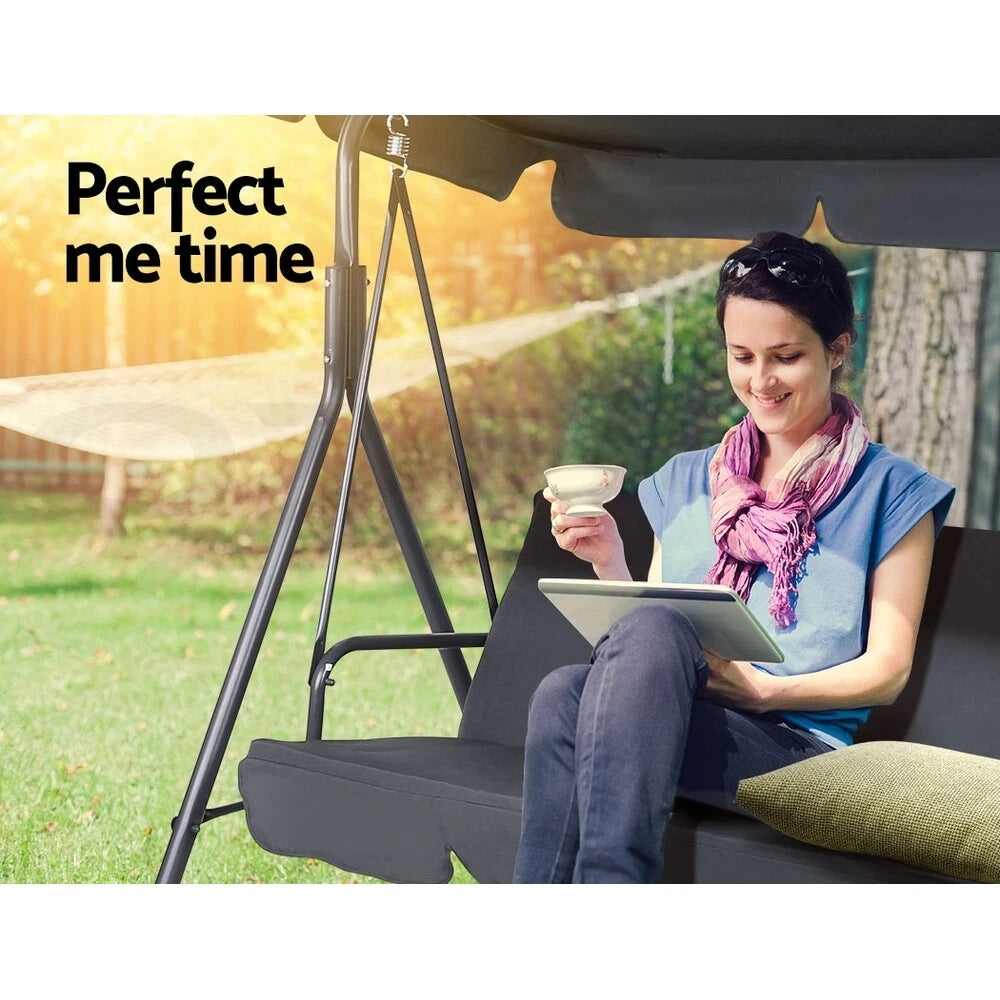 3 Seater Grey Outdoor Swing Chair