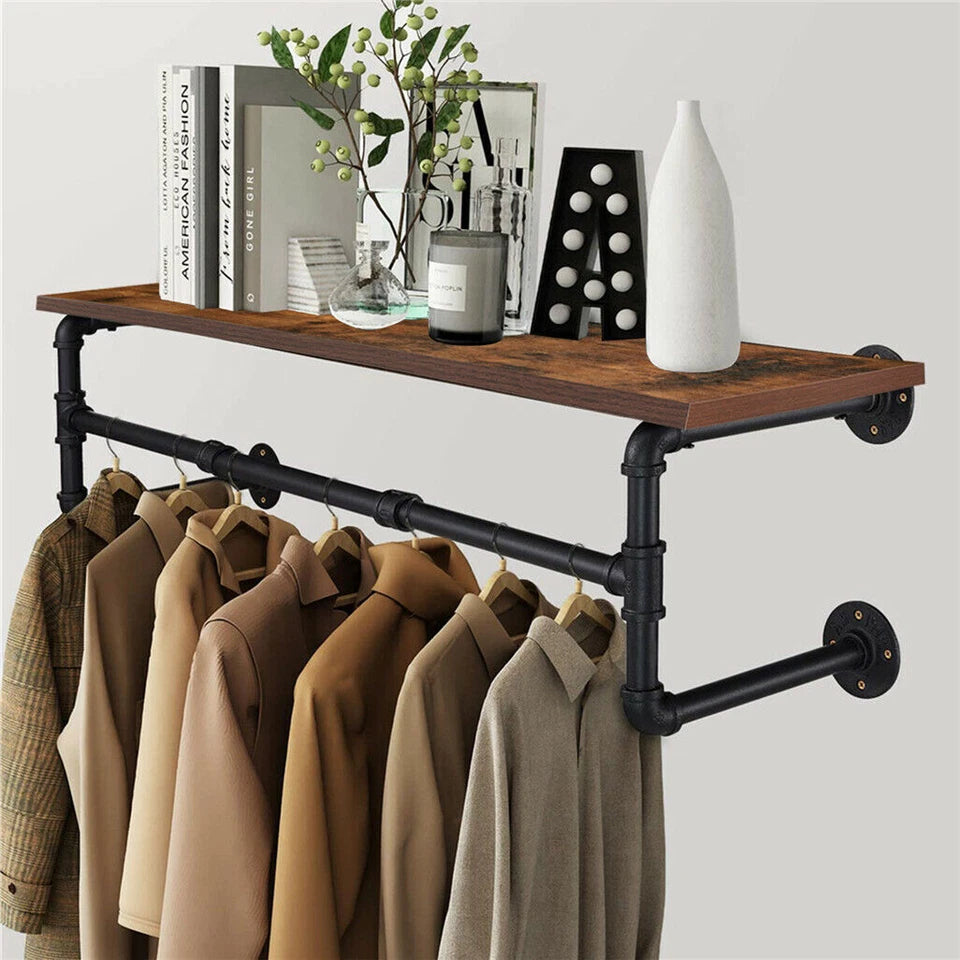 2-Pipe Super Sturdy Garment Rack with Top Shelf