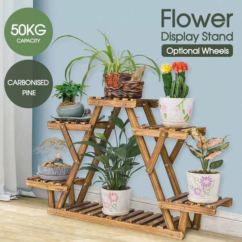 Heavy Duty Pine Wood Plant Stand Triangle