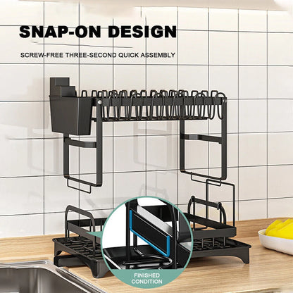 2 Tier Dish Drying Rack Plate Drainer