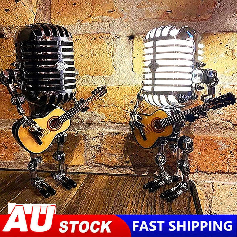 Vintage microphone robot desk lamp